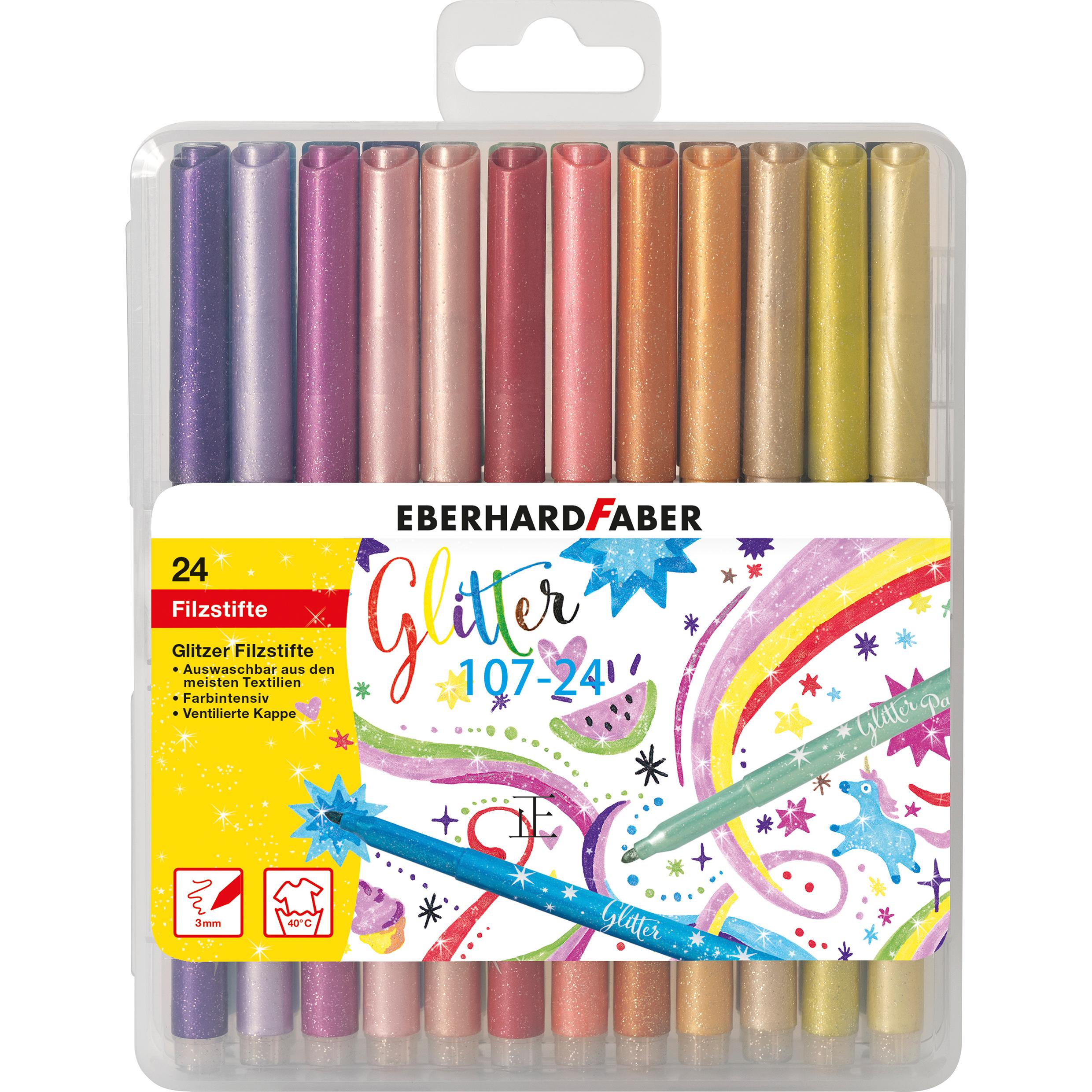 EberhardFaber, Malstifte, Fasermaler Glitter (Mehrfarbig, 24 x)