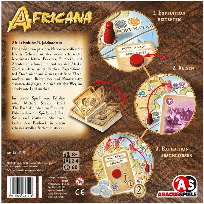 Produktbild Abacus ABA03121 - Africana, Brettspiel, für 2 bis 4 Spieler, ab 8 Jahren (Deutsch)