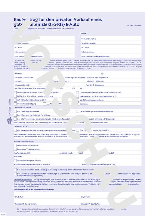 Image du produit Avery Contrat d'achat pour la vente privée d'un véhicule électrique/voiture d'occasion