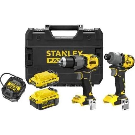 Stanley, Trapano + Avvitatore a batteria, Kit Combinato Trapano Avvitatore Senza Filo Brushless V20 + Avvitatore a Impatto