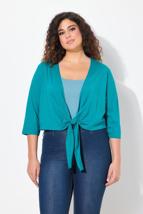 Image du produit Ulla Popken Boléro en jersey noué à la taille. Veste courte à manches 3/4 (46, 48)