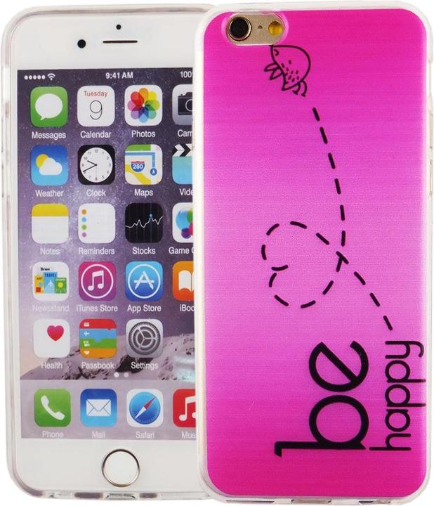 Produktbild König Design Handy Hülle für Apple iPhone 6 / 6s Be Happy Pink Tasche Cover Motiv Slim TPU (Apple iPhone 6)