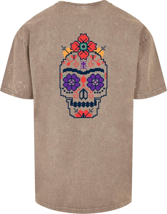 Actual product image Merchcode Frida Kahlo - Pixels viva la vida Acid Washed Heavy Oversize Tee - 118139 (XXL)