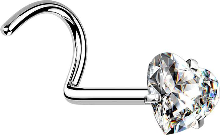 Image du produit Star Piercing Nasenstecker gebogen silber Kristallherz silber gefasst (sans laiton, Acier chirurgical 316L)