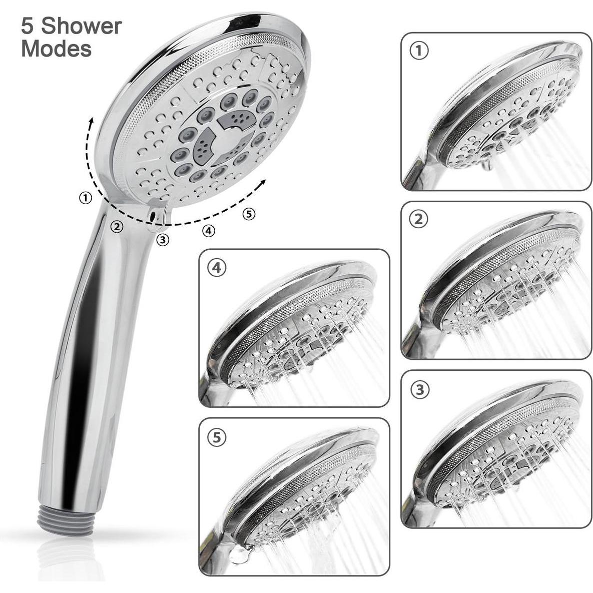 Thumbnail - Intirilife, Duschbrause, Duschkopf Handbrause mit 5 Funktionen (5 Strahlarten)
