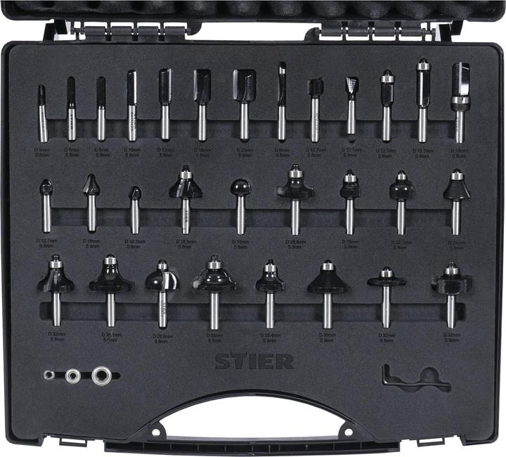 Produktbild Stier Fräsersortiment 30-teilig 8 mm im Kunststoff-Koffer