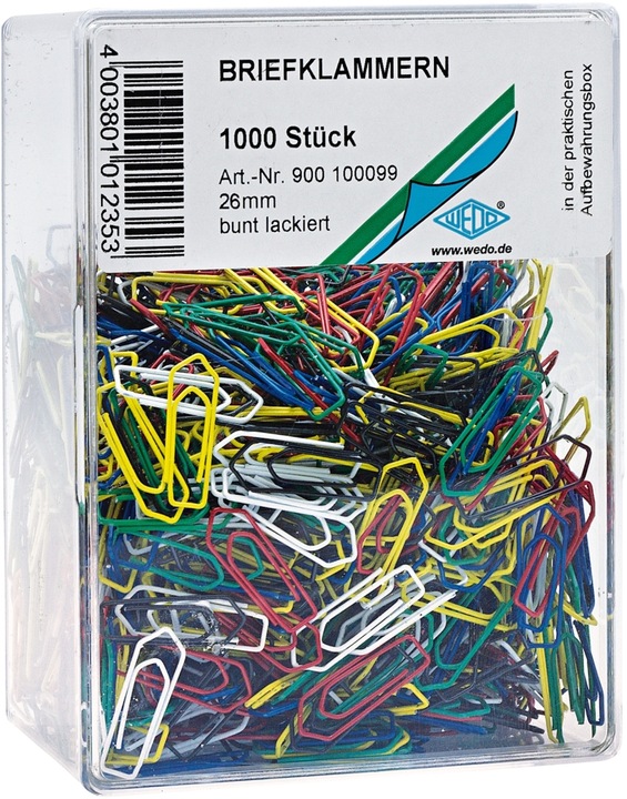 Produktbild Wedo Büroklammern - farbig lackiert (1000 x)