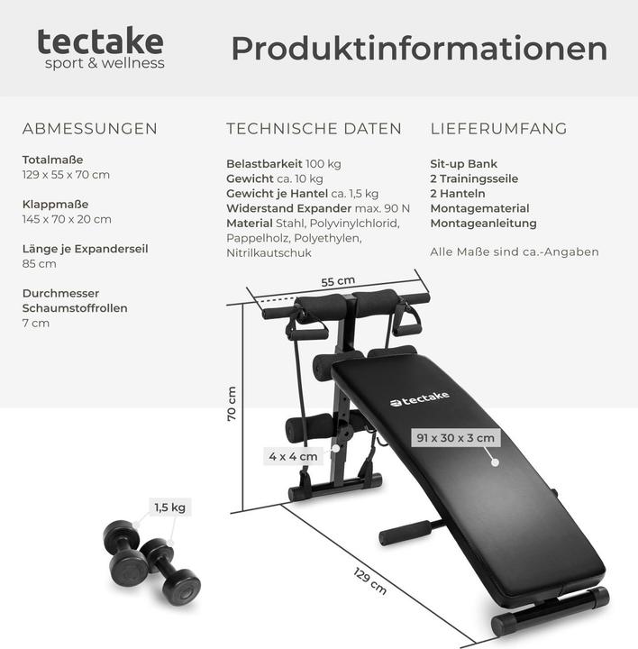 Produktbild tectake Sit Up Trainingsbank