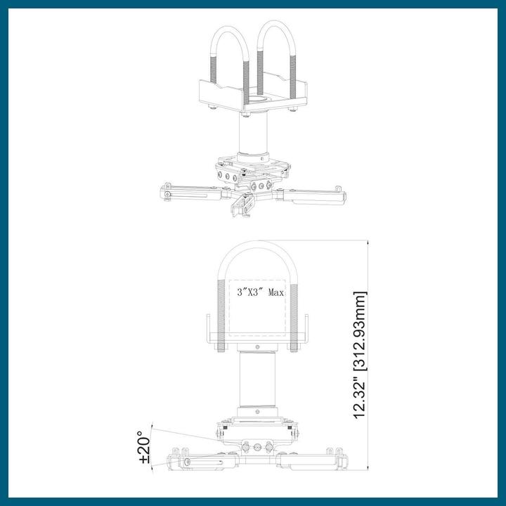 Actual product image QualGear Pro-AV projector mounting kit - QG-KIT-TA-3IN-B (Ceiling)