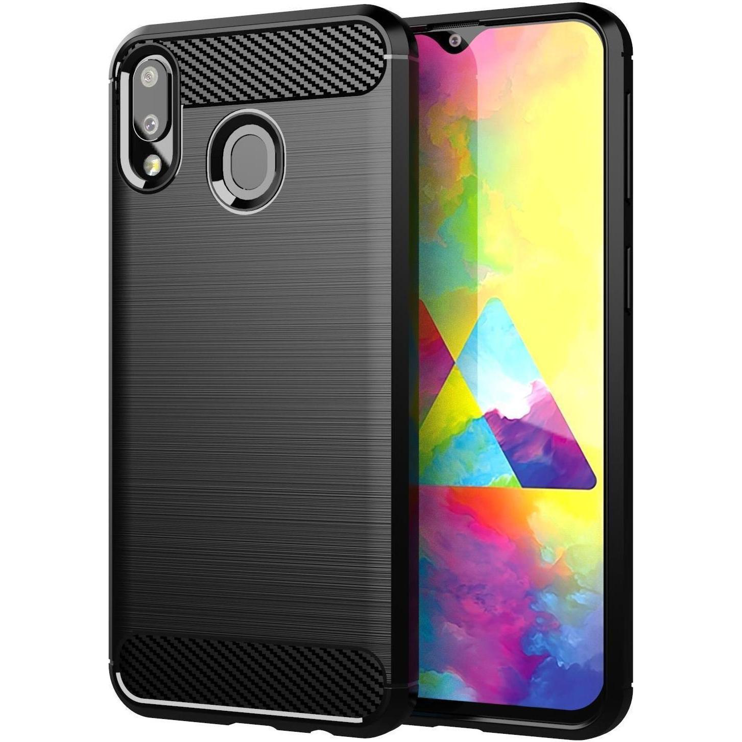 Cadorabo TPU Ultra Slim carbon edelstahl Kombi Cover (Samsung Galaxy M10s, Samsung Galaxy A20, Samsung Galaxy A30), Smar...