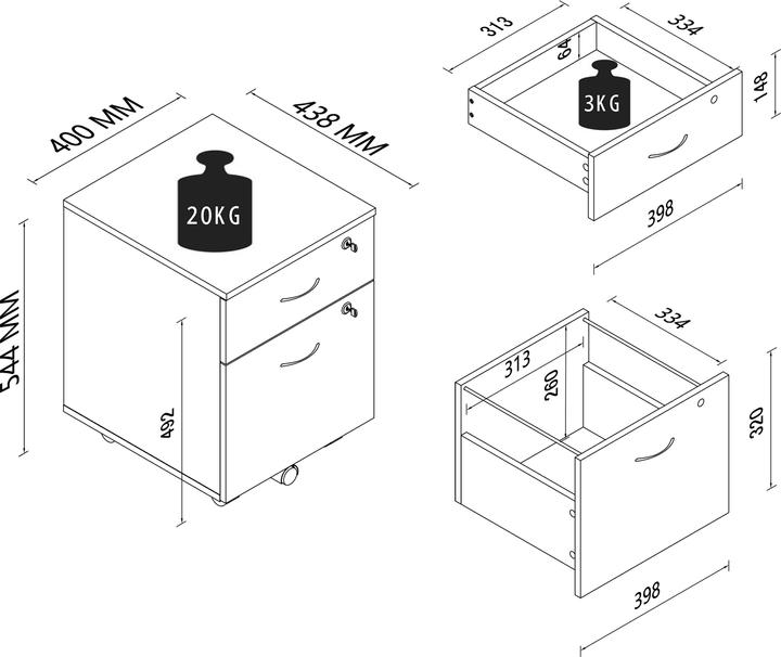 Actual product image VCM Rollcontainer Hängeregistratur Baula M (40 x 44 x 55 cm)