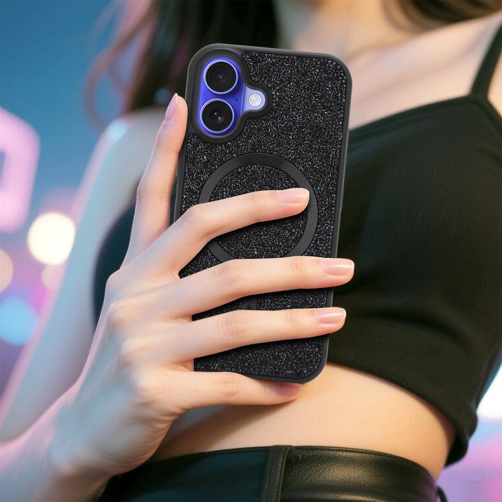 Produktbild Cadorabo iPhone 16 Hülle kompatibel mit MagSafe Glitzer Case (Apple iPhone 16)