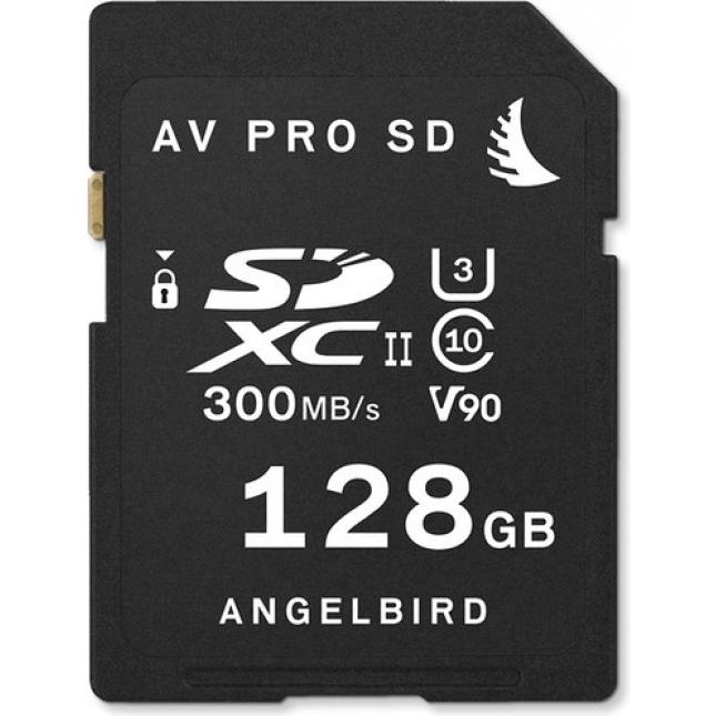 Angelbird AV PRO V90 (128 GB, SDXC, U3, UHS-II), Speicherkarte, Schwarz