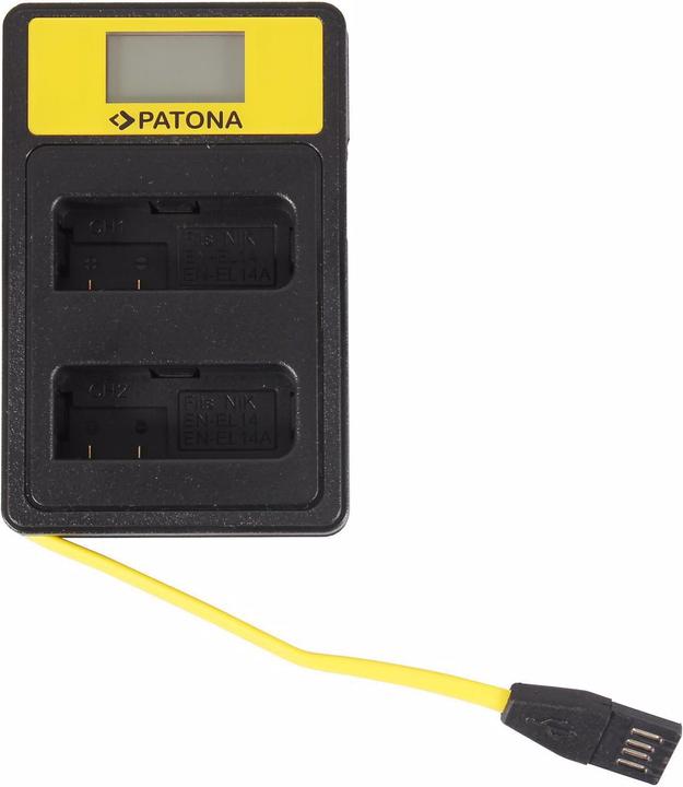 Patona Ladegerät Smart Dual LCD USB Nikon Akku EN-EL14 (Kamera Akku Ladegerät)