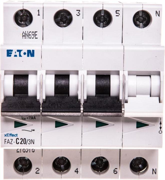 Actual product image Eaton MOE FAZ-C20/3N LS switch C-Char 20A, 3p+N