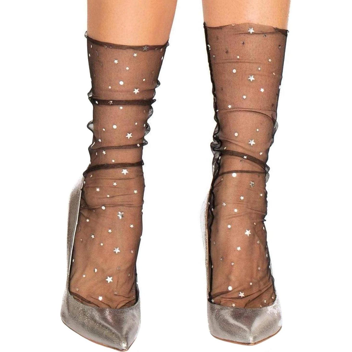 JTI, Socken, Netzsocken mit Sternen - Schwarz, Schwarz, (Einzelpack, One Size)