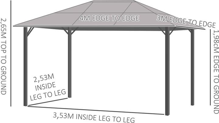 Produktbild Outsunny Gartenpavillon mit Reissverschlüssen (300 cm, 400 cm)
