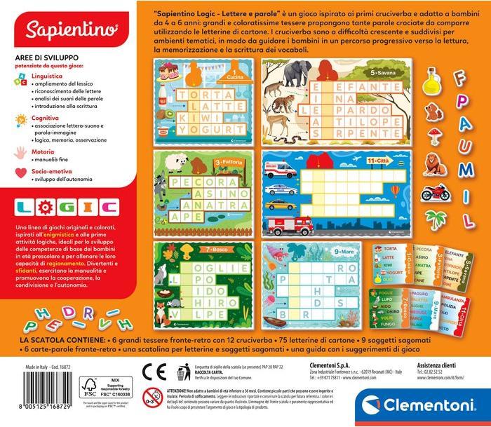 Immagine prodotto Clementoni Sapientino Logic carte illustrate con lettere, cruciverba per bambini, Flashc