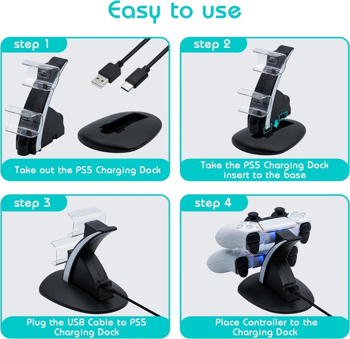 Image du produit PhoneLook Jouez plus longtemps Station de charge stylée pour recharger deux manettes de PlayStation 5 (PS5)