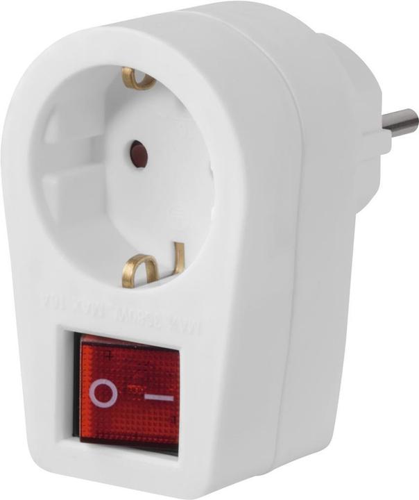 Hama Socket outlet adapter, protective contact socket outlet, 2-pin switch, white