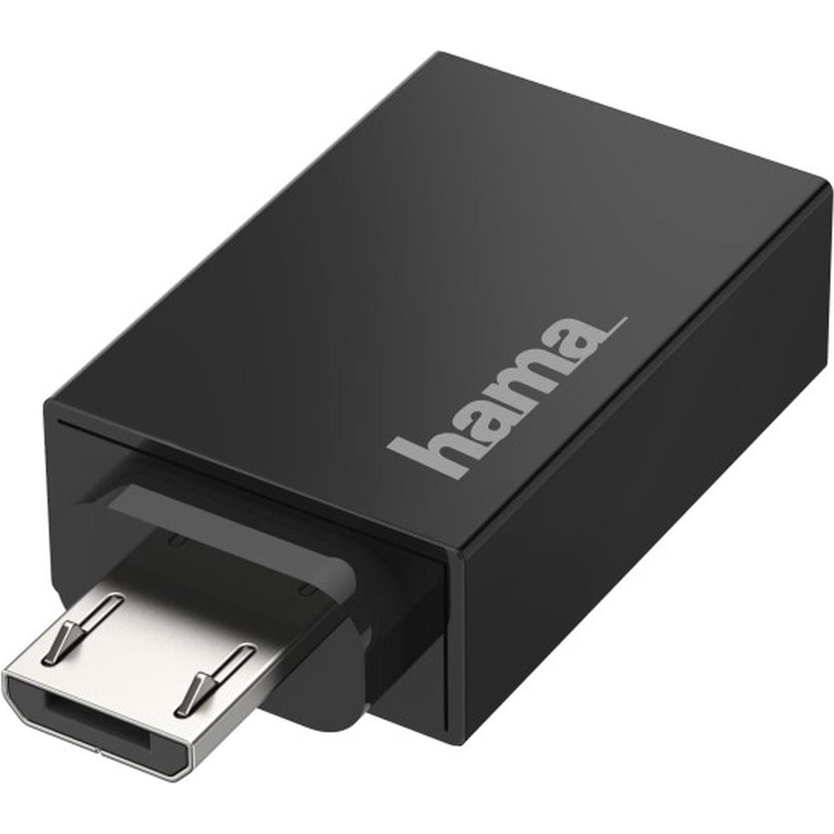 Hama Adattatore USB micro USB tipo A (M) a USB tipo A (W) (USB-A), Adattatore dati + video, Nero