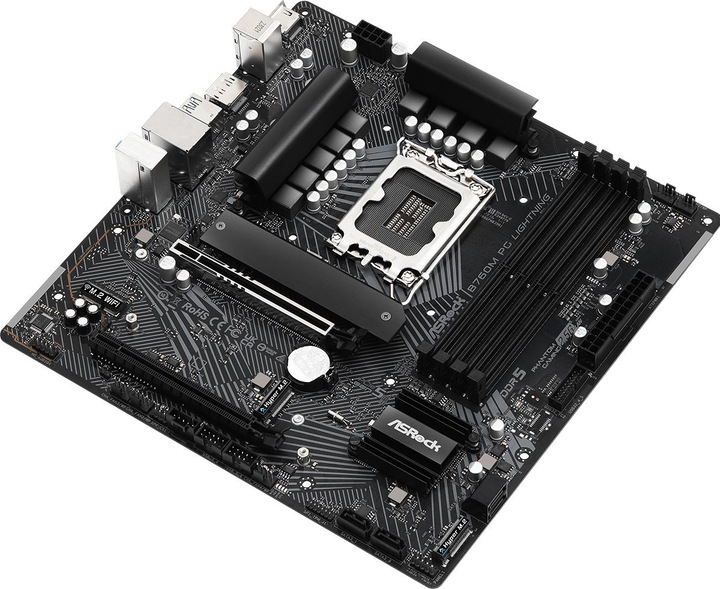 Actual product image AsRock B760M PG LIGHTNING - mATX DDR5 S1700 (LGA 1700, Intel B760, mATX)