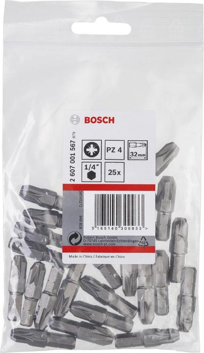Produktbild Bosch Professional Zubehör Schrauberbit Extra-Hart PZ 4, 32 mm, 25er-Pack (Kreuz Pozidriv PZ)