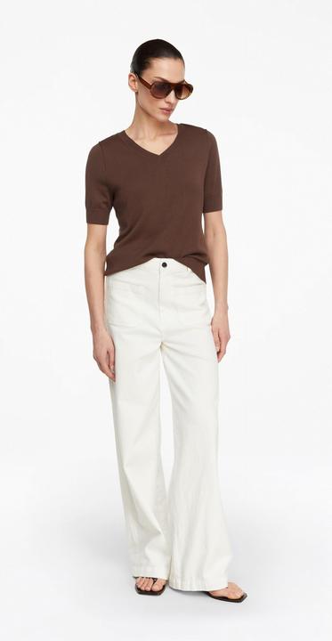 Produktbild Comma Kurzarm-Pullover mit tiefem Rückenausschnitt und Bindedetail (48)