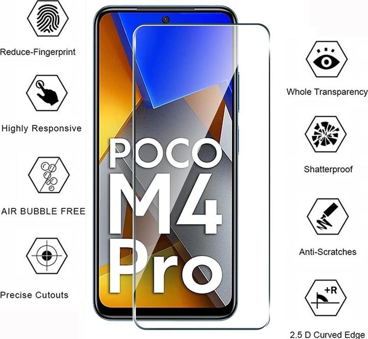 Produktbild Screenguard Xiaomi Poco M4 Pro 4G Panzerglas Schutzfolie Case Friendly Design (1 Stk., Xiaomi Poco M4 Pro)