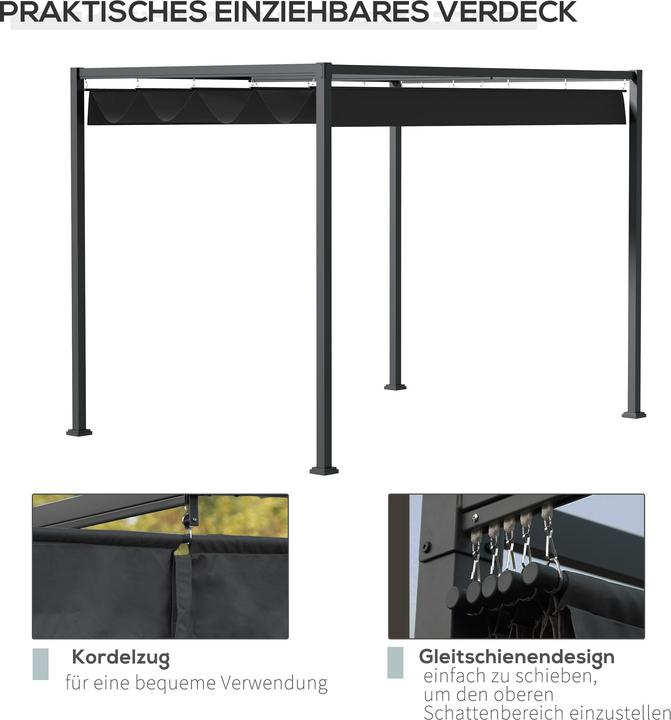 Immagine prodotto Outsunny Pergola Metall, Polyester Schwarz (298 cm, 213 cm)