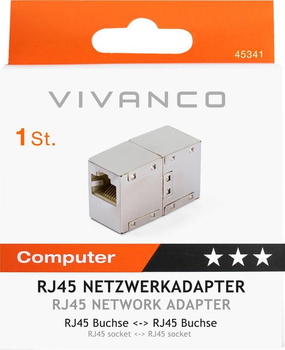 Actual product image Vivanco RJ45 double coupling (Network coupling)