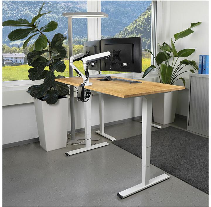 Produktbild Contini höhenverstellbarer Bürotisch 1.6 x 0.8 m Eichendekor / Gestell weiss