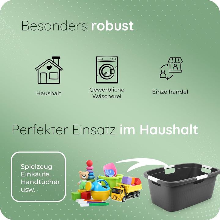 Produktbild Novaliv Sparset 6X Wäschewanne mit 4 Griffen 40L Anthrazit, Wäschebox Set Wäscheeimer Wäschebehälter (40 l)