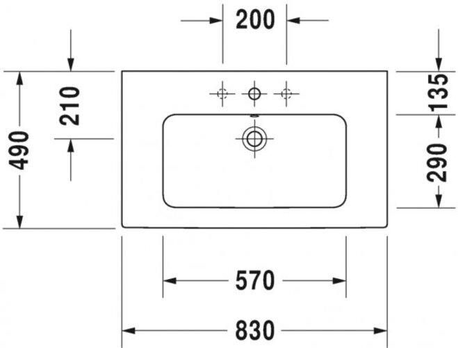 Image du produit Duravit Meuble lavabo ME by Starck m ÜL m HLB 830x490mm 1 trou de robinetterie blanc WG (490 mm, 830 mm)