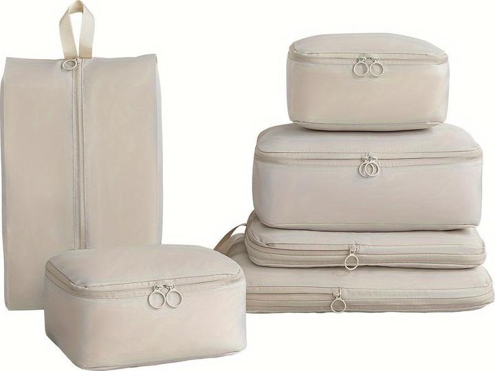 Only-Bags.Store 6-teiliges Set eleganter Polyester-Packwürfel, komprimierbare Reiseorganisationstaschen für Gepäck