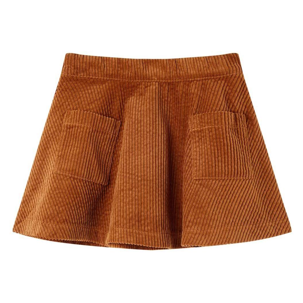 VidaXL, Mädchen, Röcke, Kinderrock Mit Taschen Cord Cognac 104, Material, 100, Braun, (104)