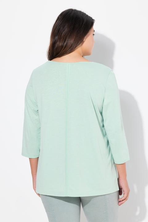 Produktbild Ulla Popken Shirt, Metallic-Schriftmotiv, A-Linie, Rundhals, 3/4-Arm (46, 48)