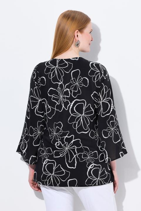 Produktbild Ulla Popken Shirtbluse, doppellagig, V-Ausschnitt, Langarm (54)