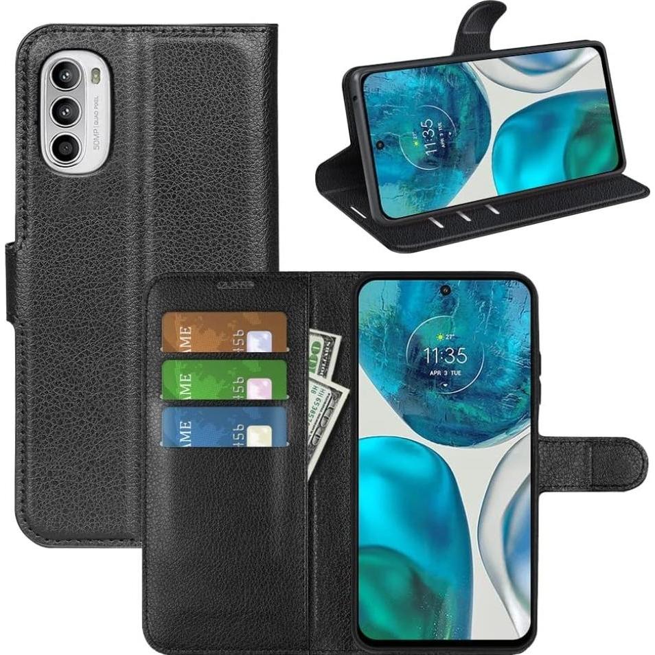 Screenguard Motorola Moto G82 Leather Guard Lederhülle (Motorola Moto G82 5G), Smartphone Hülle, Schwarz
