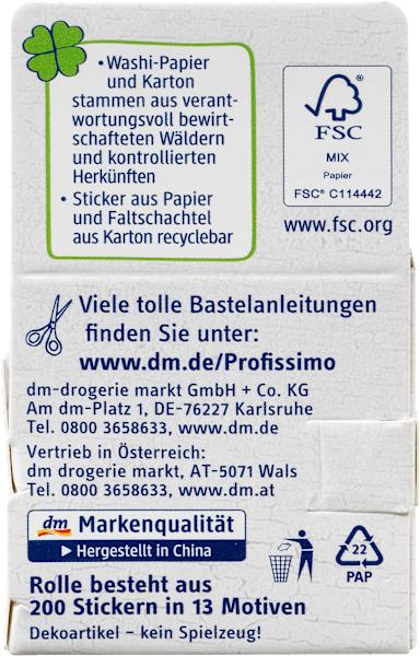 Nährwerte und Zutaten dm Profissimo Washi-Sticker