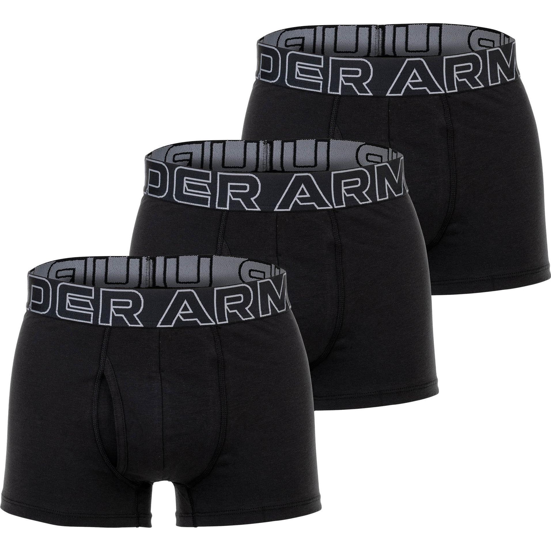 Under Armour, Herren, Unterhosen, Boxershort Sportlich Figurbetont UA PERFORMANCE COTTON - SOLID 3 IN 3PK, Schwarz, (M, ...