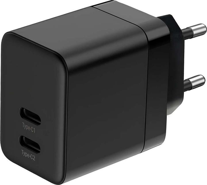 Actual product image Crong Ultra Compact GaN - Ładowarka sieciowa 35W PD 3.0 2x USB-C (czarny) (35 W, 2 ports)