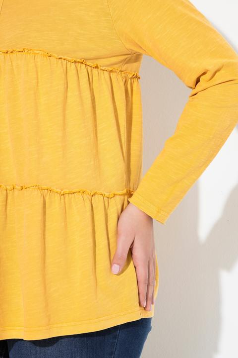 Actual product image Ulla Popken Ruffled Flounce Panel Long Sleeve Tee (50, 52)
