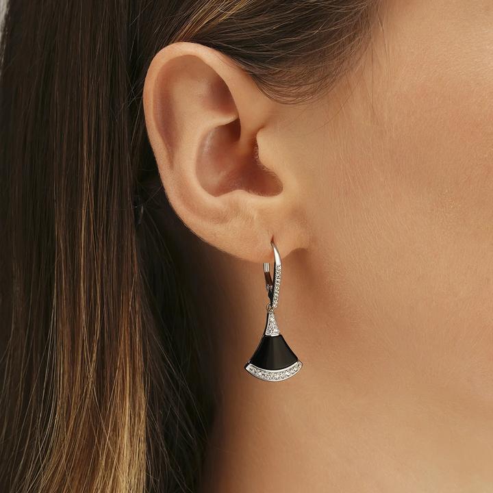 Image du produit Charles Garnier Boucles d'oreilles en argent, agate noire, oxyde de zirkonium (Argent et oxydes de zirconium, Agate)