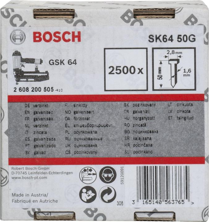 Immagine prodotto Bosch Professional Zubehör Perno a testa svasata SK64 50G, 1,6 mm, 50 mm, zincato