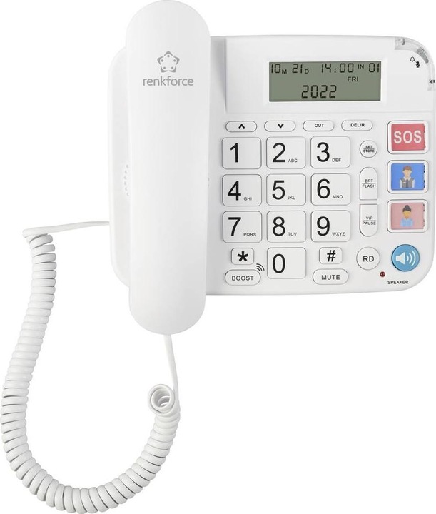 Immagine prodotto Renkforce RF-DP-400 Telefono senior con cavo Display LC a mani libere Bianco