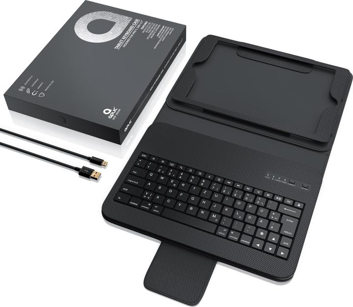 Produktbild Aplic Tablet Tastatur, Kunststoffcase, Funktionstasten, QWERTZ Bluetooth, für Apple iPad 9.7 (DE, iPad 2017 (5. Gen))