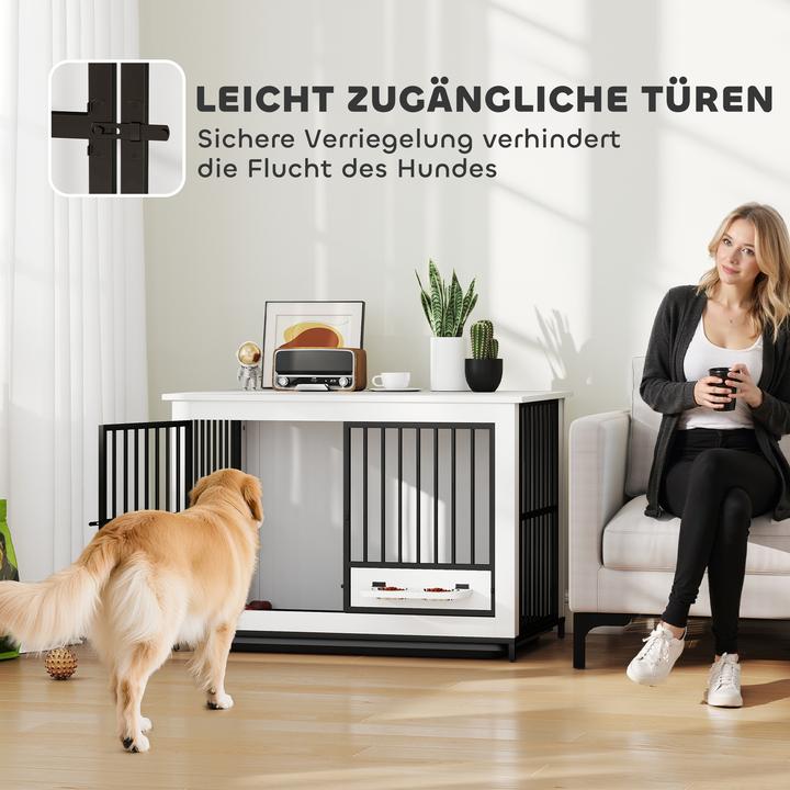 Produktbild PawHut Hundekäfig MDF, Metall Weiss (Hundezwinger)