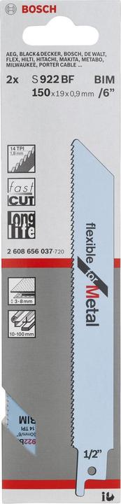 Actual product image Bosch Professional Zubehör Sabre saw blade S 922 BF, Flexible for Metal, pack of 2