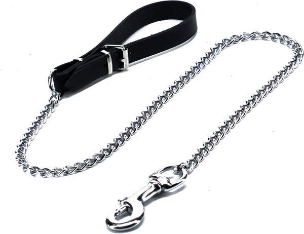 Image du produit Colly Laisse en chaîne avec poignée en cuir, 100 cm 2.5 mm, noir (100, Chien)
